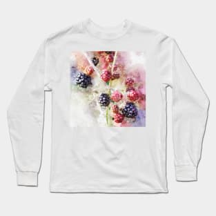 Blackberries - Summer's Blood - Watercolor Long Sleeve T-Shirt